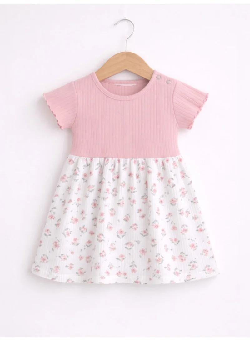 فكتور اند جين Infant Girls Drop Needle Dress with Floral Skirt (Small Embroidery Detail